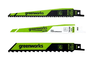 Greenworks three-piece reciprocating saw blade set