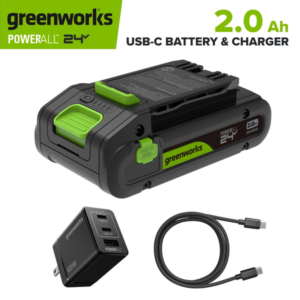PowerAll 24V 2Ah Battery Charger Kit with 65W USB-C Charging with Cable