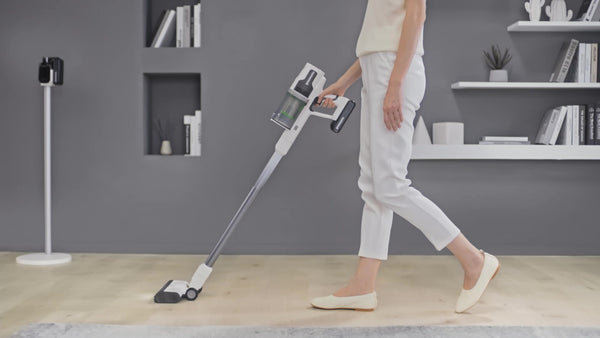 4707102 – 24V White Cordless Stick Vacuum, Battery and Charger lifestyle scene