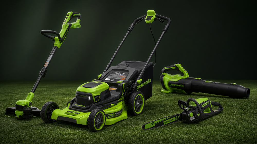Greenworks residential lawn and garden tool family