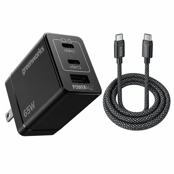 Greenworks 65W Charger + 100W USB-C Cable